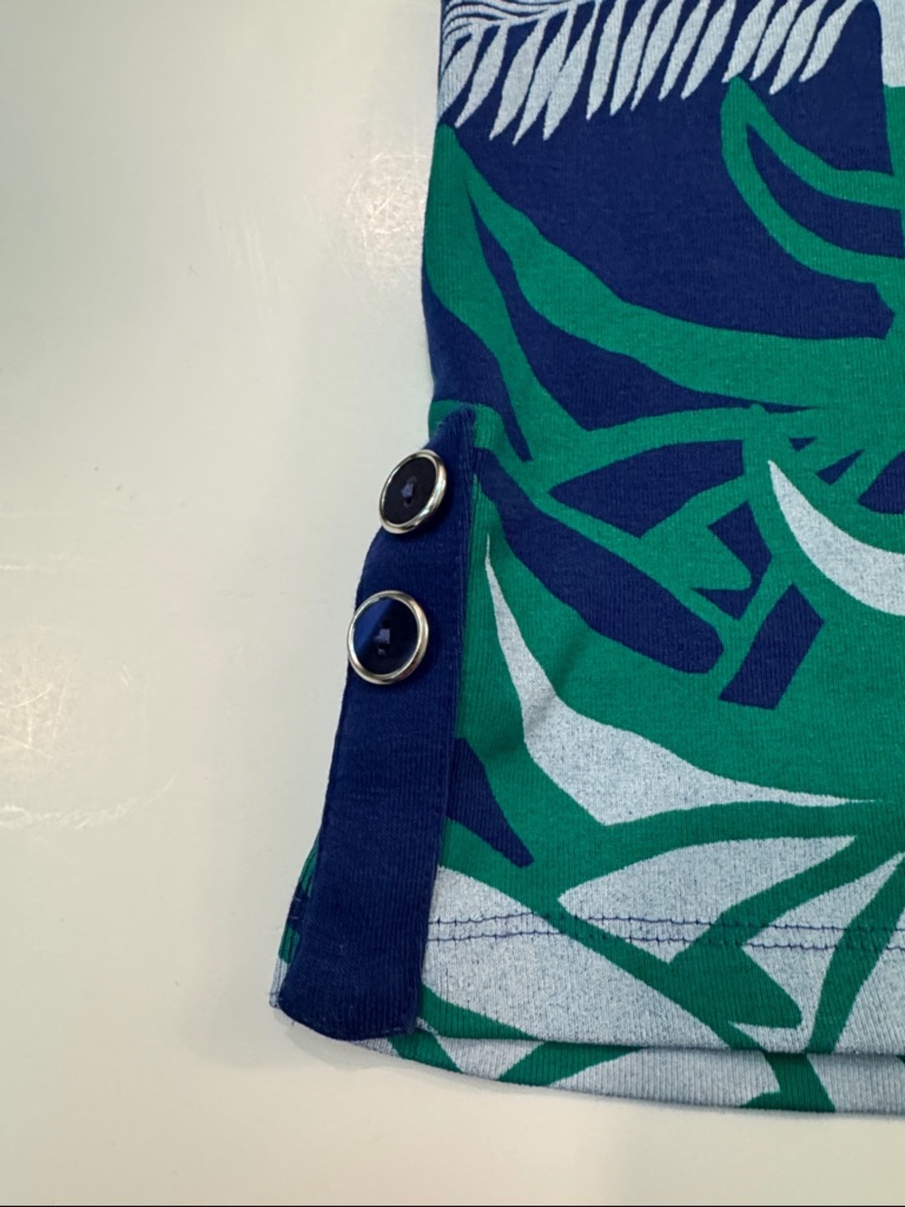 Chico's Navy Palm-Print V-Neck Tank with Tropical Print - Picture 3 of 13